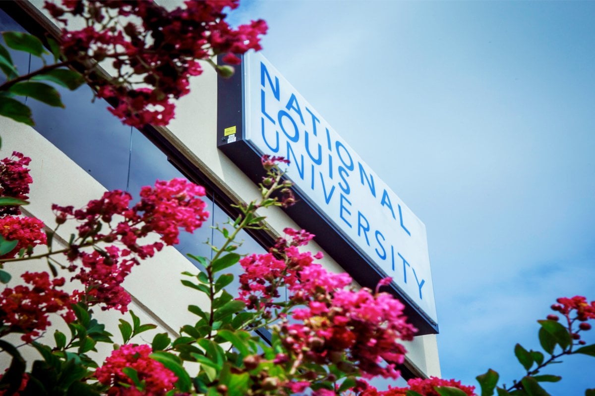 national louis university pink flowers