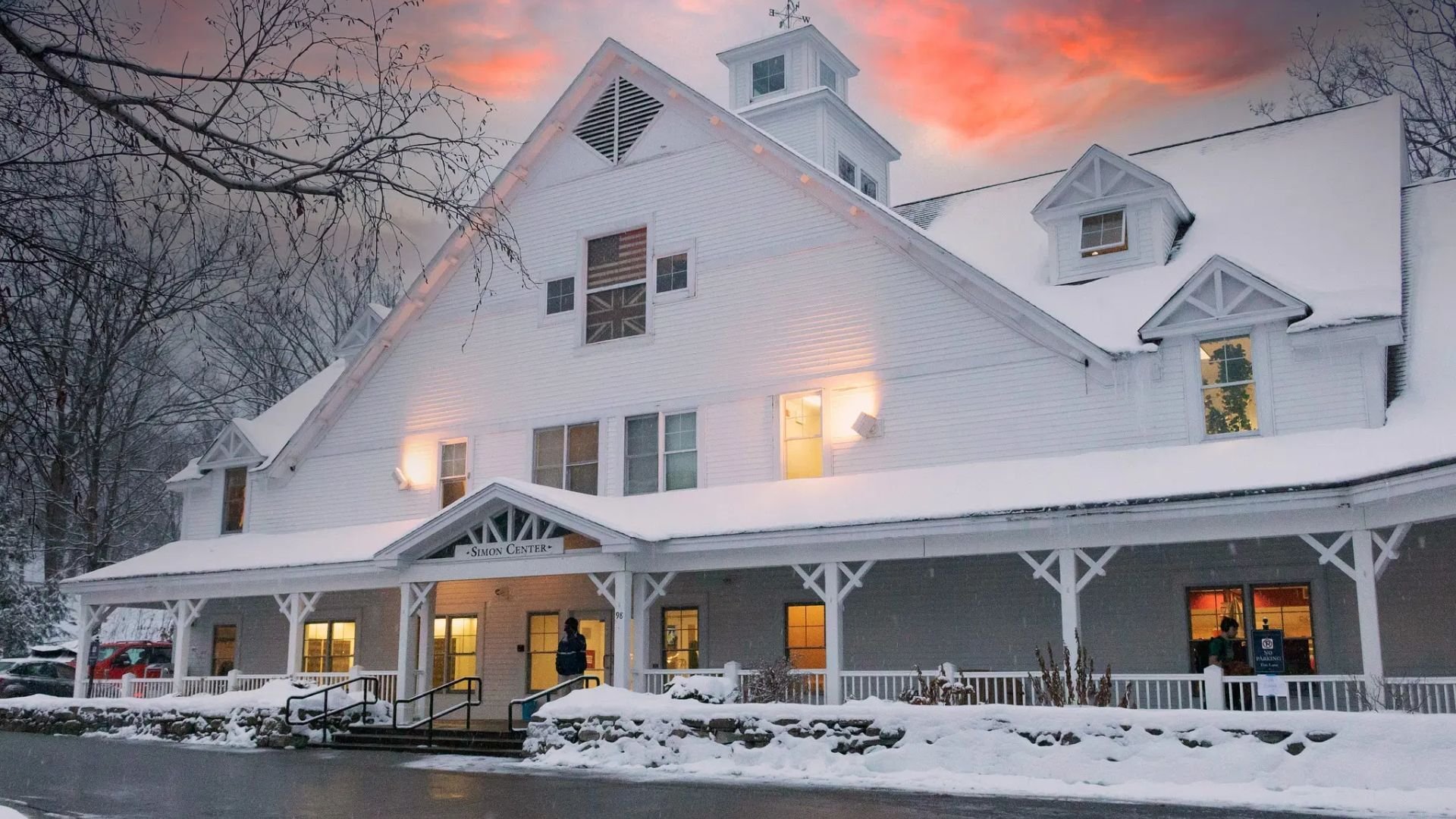 new england college campus winter season