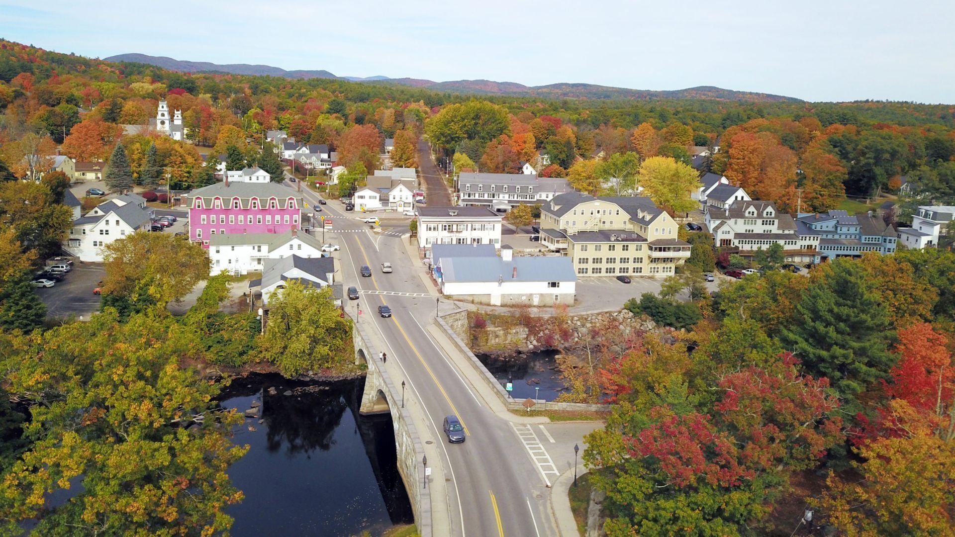 new england college zoom out aerial view