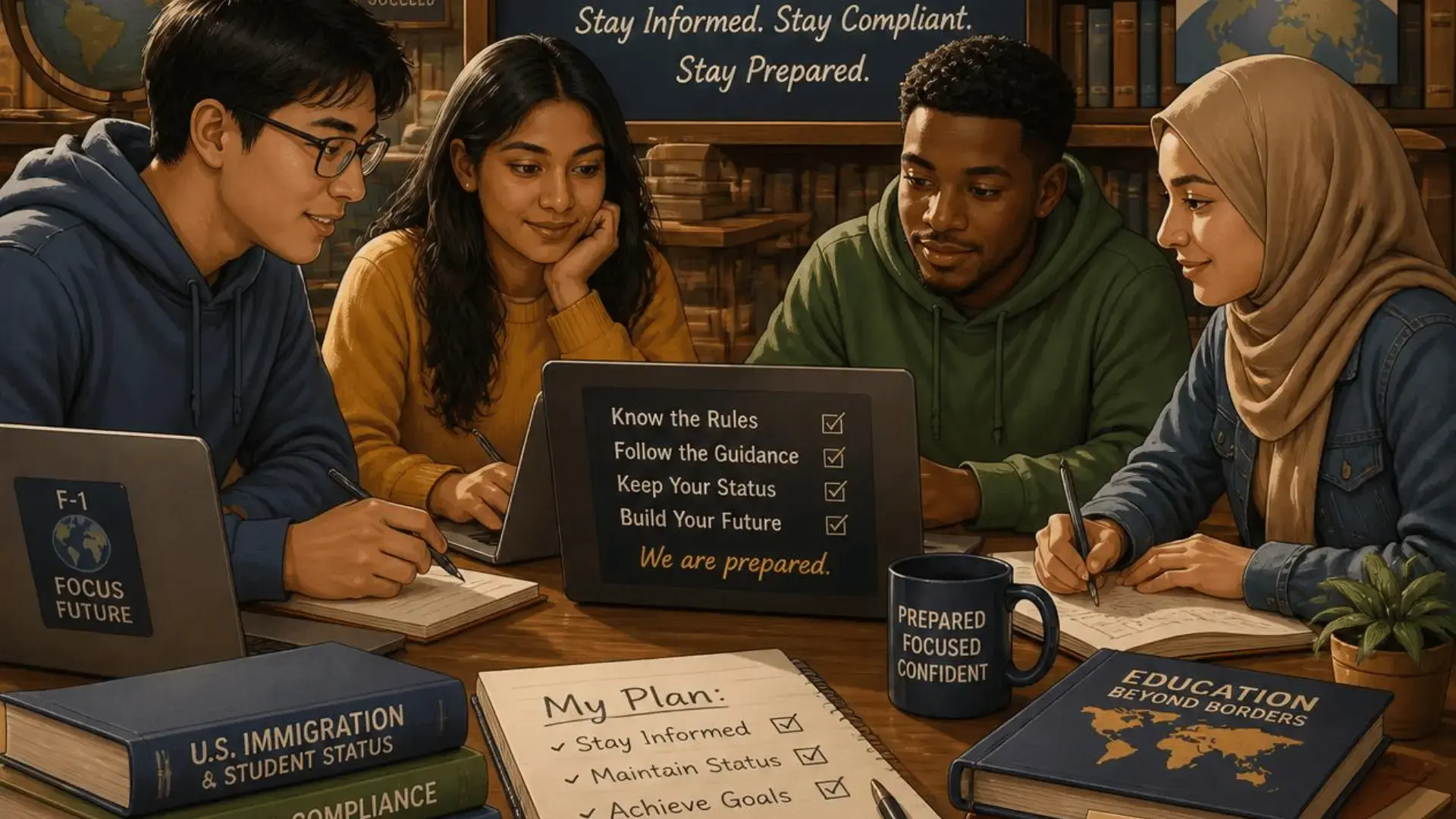 International F-1 students reviewing U.S. immigration rules and maintaining student visa compliance.