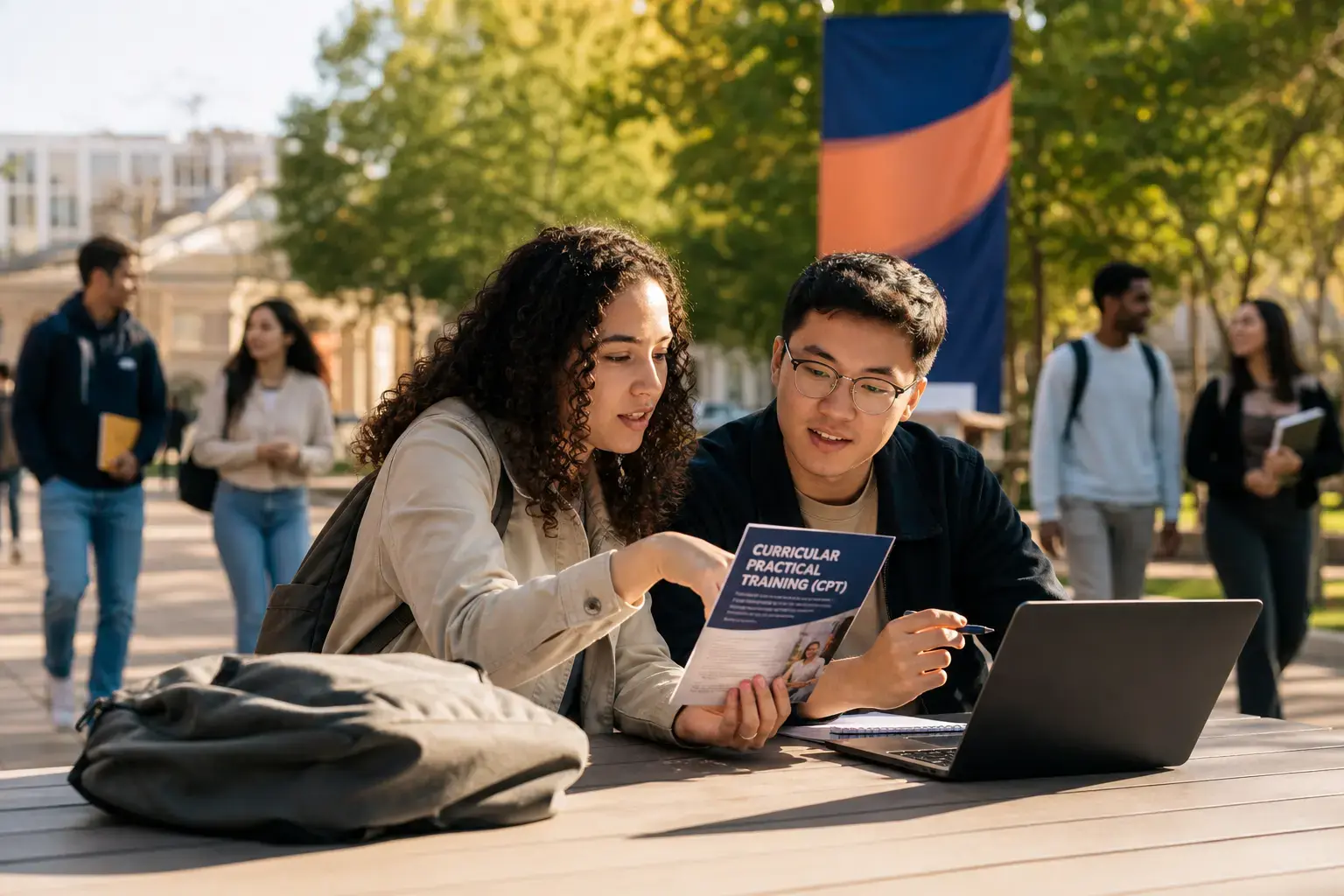 International Students Discussing Career Options at University Campus